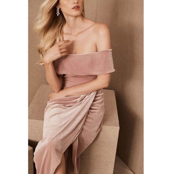 Anthropologie Dresses & Skirts - BHLDN Sz. 14 New Edison Velvet Bridesmaid Dress in Blush Mother of the Bride